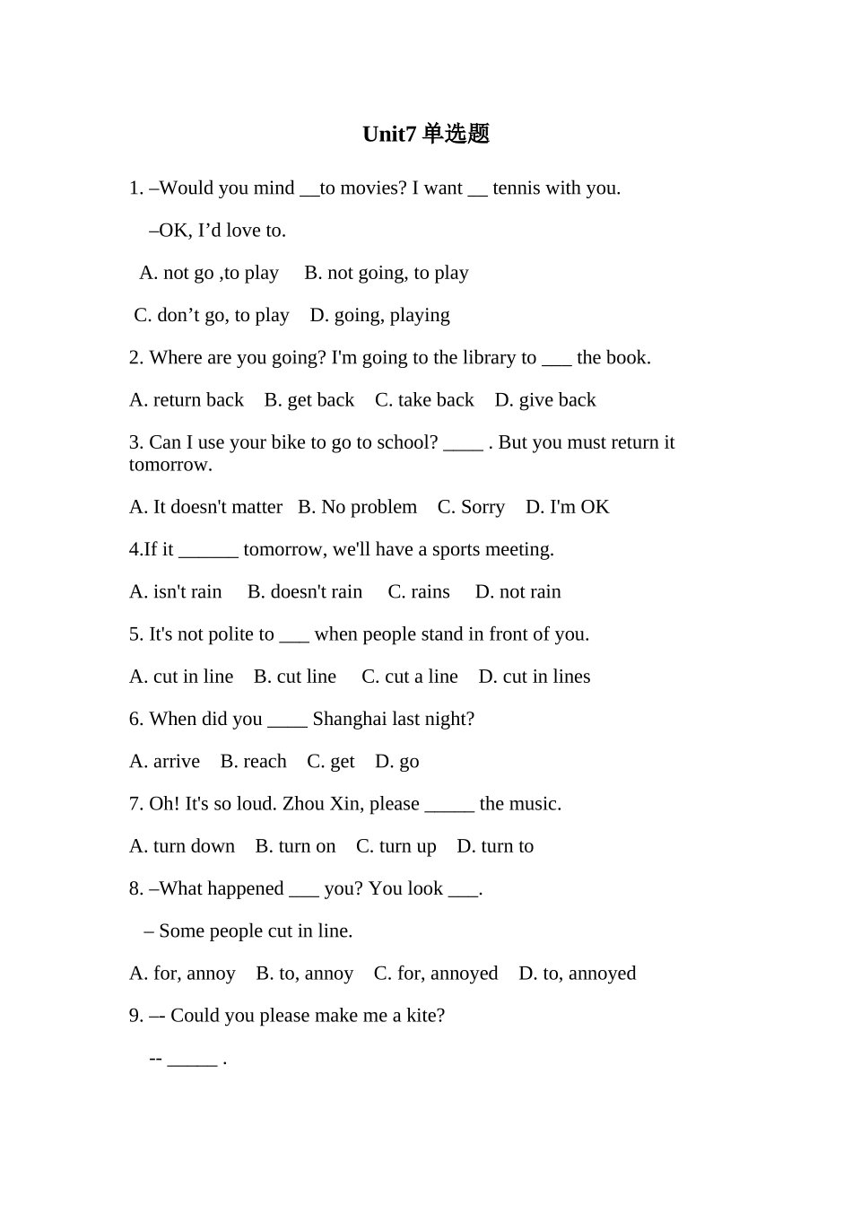 Unit7单项选择_第1页