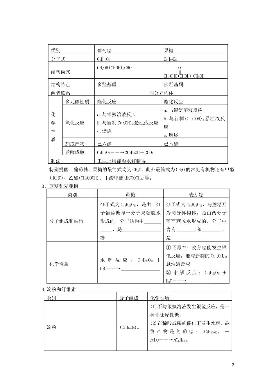 安徽省蚌埠铁中2014届高考化学一轮复习(夯实基础+配配套规范训练卷)《专题10第6讲-生命中的基础有机化学_第3页