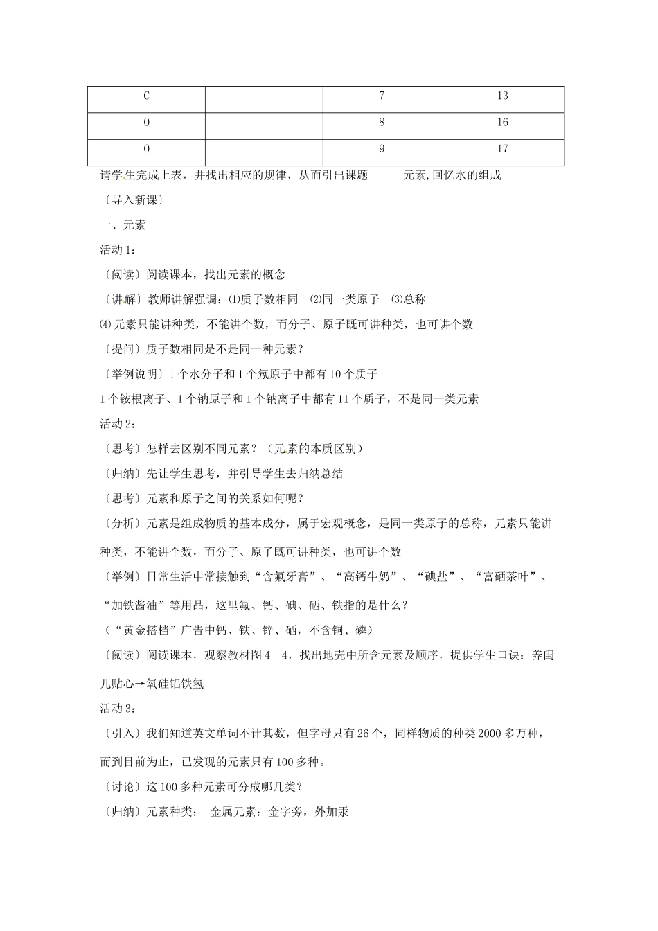 九年级化学上册 4.2 元素教案2 人教新课标版_第2页