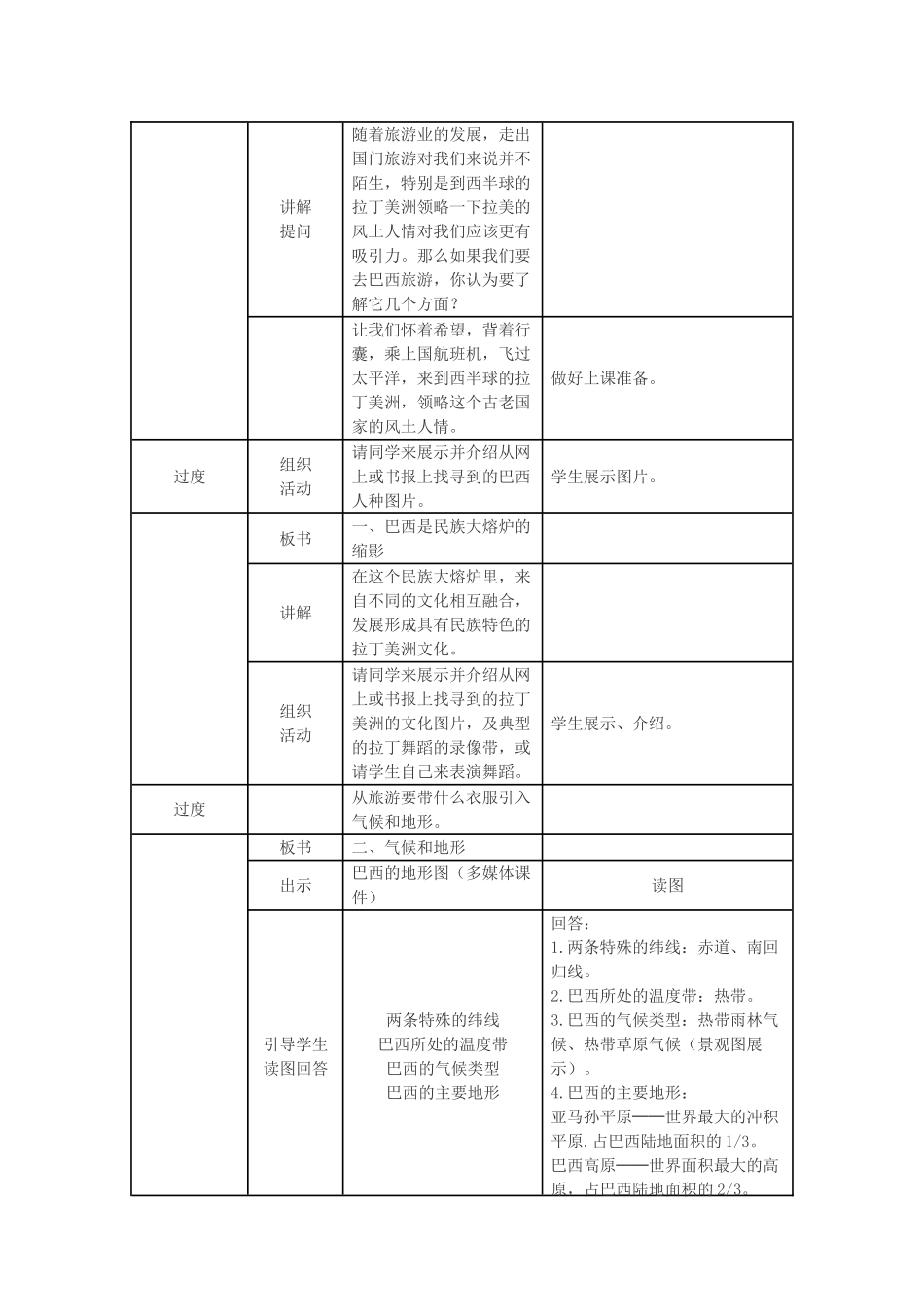 七年级地理下册 第三章《巴西》教案 湘教版_第2页