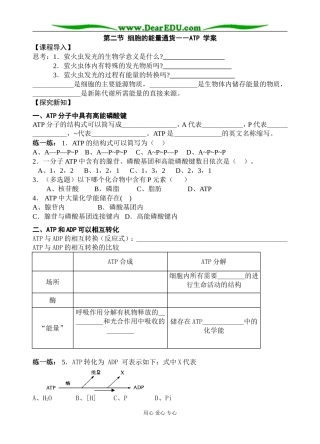 细胞的能量通货ATP 唐春娣 学案