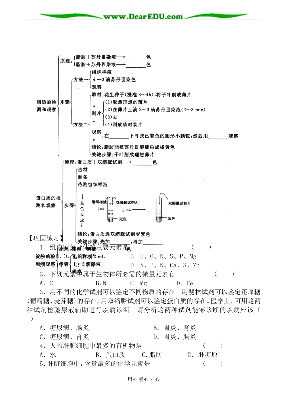 新人教版高中生物必修1细胞的元素和化合物 学案_第2页
