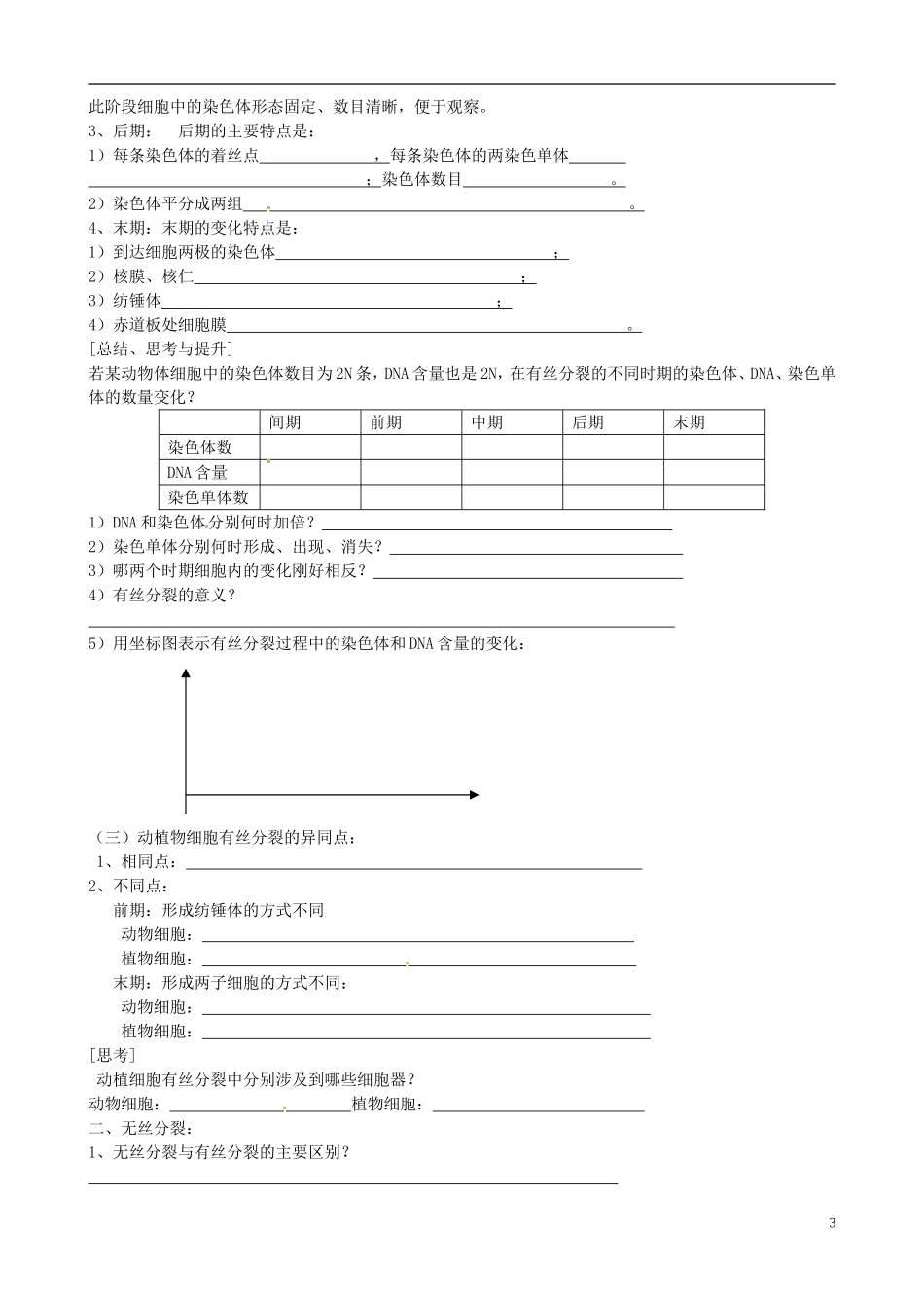 江苏省徐州市王杰中学高中生物 细胞增殖学案 苏教版必修1_第3页