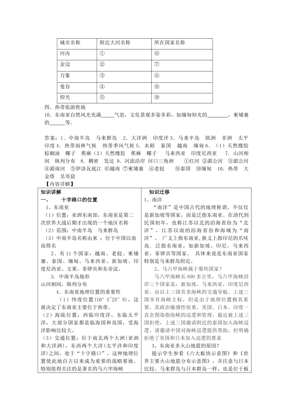 七年级地理下册 第二节 东南亚教学教案+练习详解 新人教版_第2页