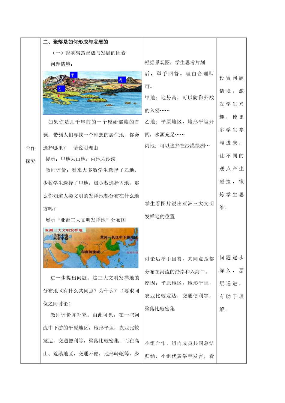 七年级地理上册 5.3 聚落-人类的居住地教案 （新版）商务星球版-（新版）商务星球版初中七年级上册地理教案_第3页