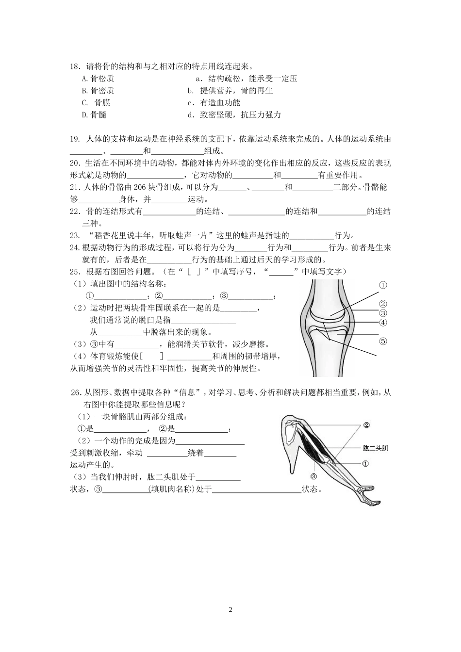 主题6动物的运动和行为测试2_第2页