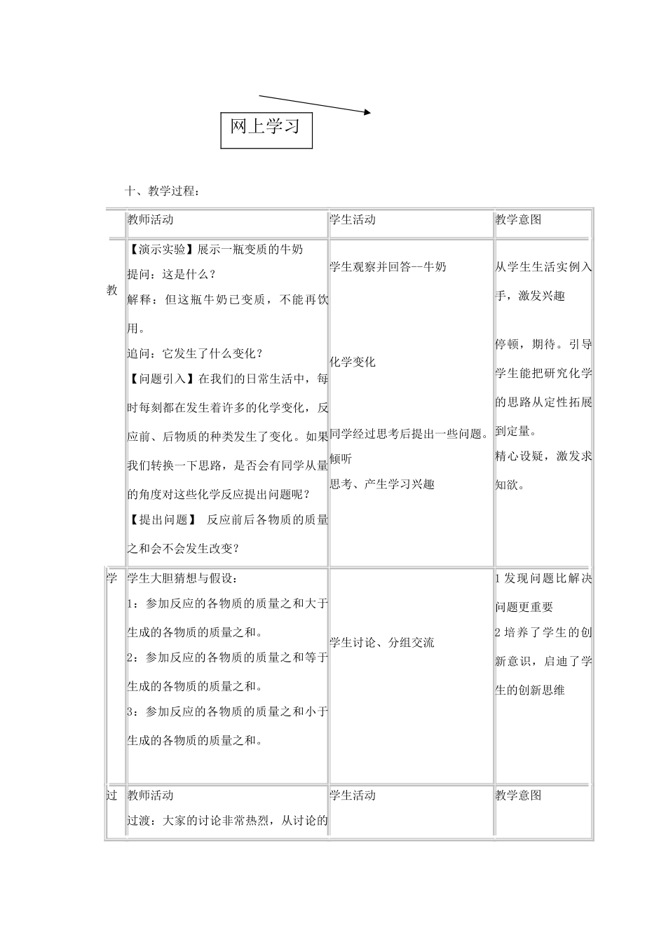 九年级化学 第七章第一节 质量守恒定律教案北京课改实验版_第3页