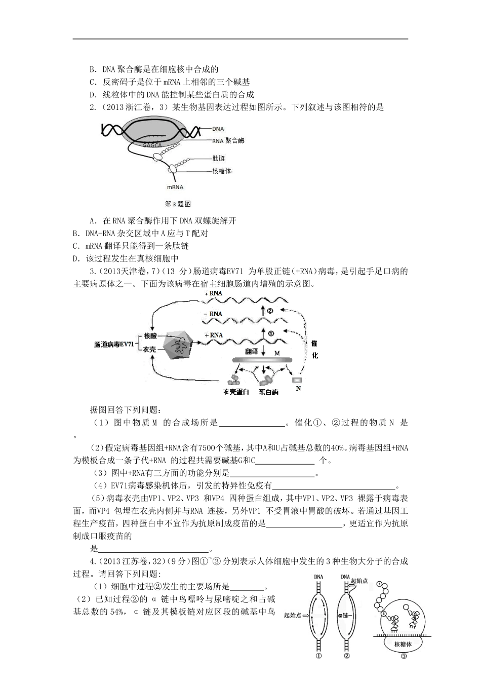 山东省沂水县第一中学高考生物一轮复习 基因指导蛋白质的合成及对性状的控制（第2课时）学案 新人教版_第3页