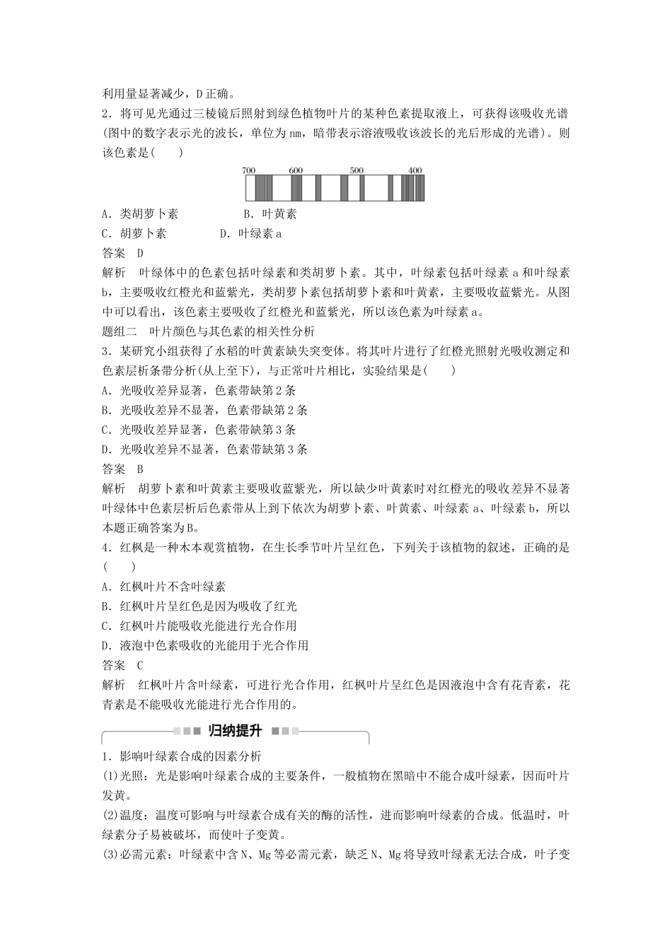 新高考生物一轮复习 第三单元 细胞的能量代谢 第10讲 光合作用（Ⅰ）学案（含解析）北师大版-北师大版高三全册生物学案_第3页