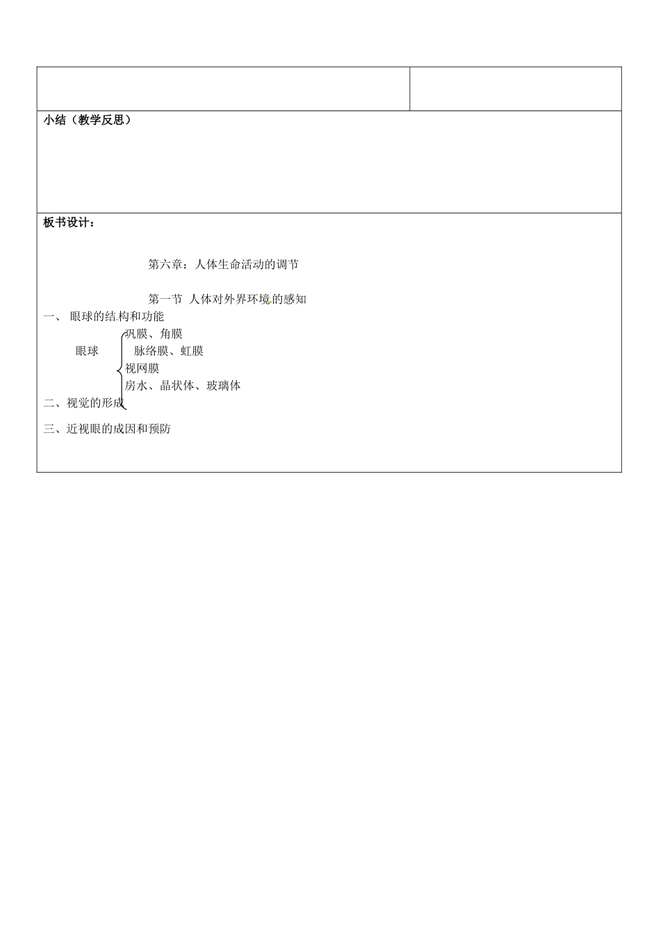 山东省郯城三中七年级生物《人体对外界环境的感知》教案一 人教新课标版_第3页