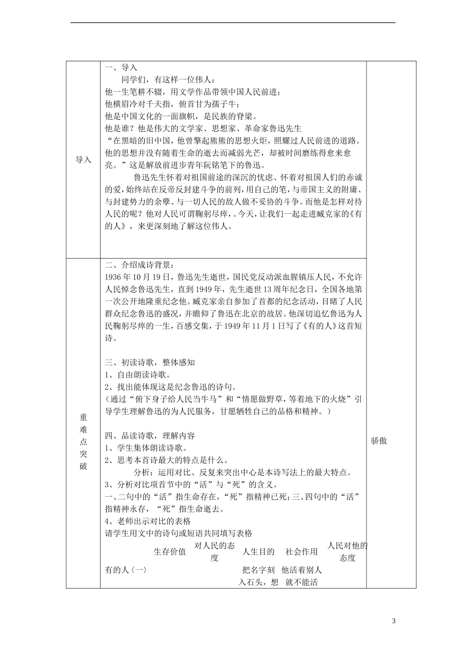 六年级语文上册 有的人教案 新人教版_第3页