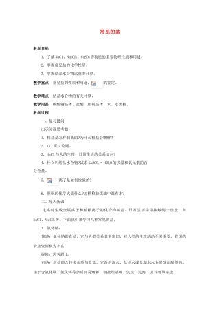 九年级化学 第十一单元常见的盐教案示例 人教新课标版