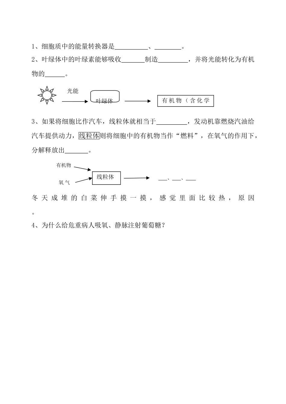 七年级生物上：第二单元第二章第一节 细胞的生活需要物质和能量 教案(人教新课标版)_第3页
