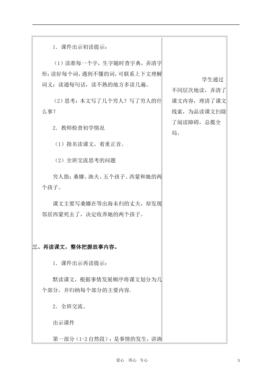 六年级语文上册 穷人教案 冀教版_第3页