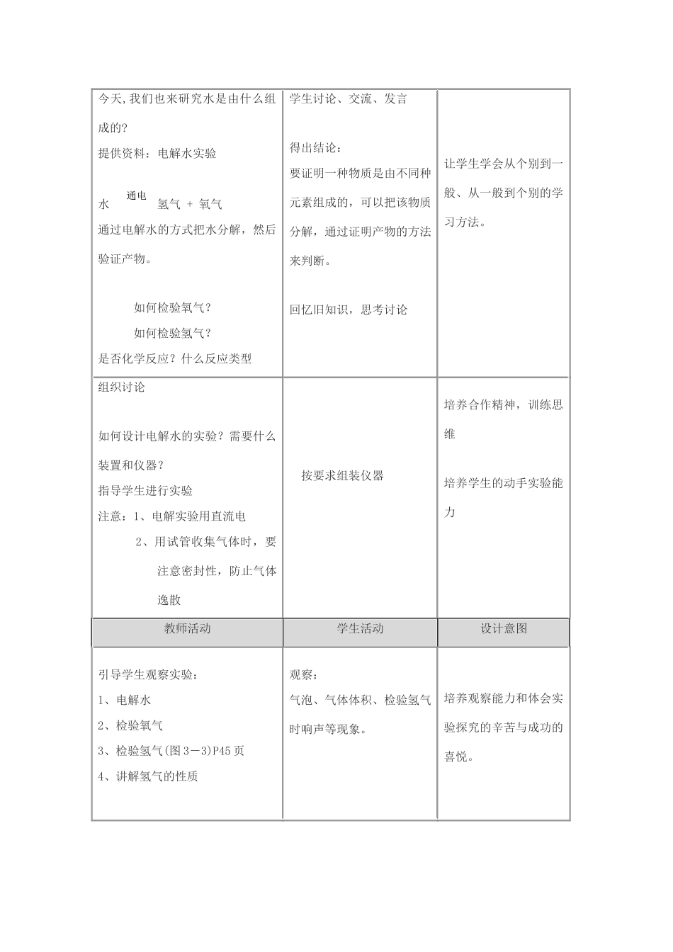 九年级化学 第三单元课题1 水的组成教案 人教版_第2页