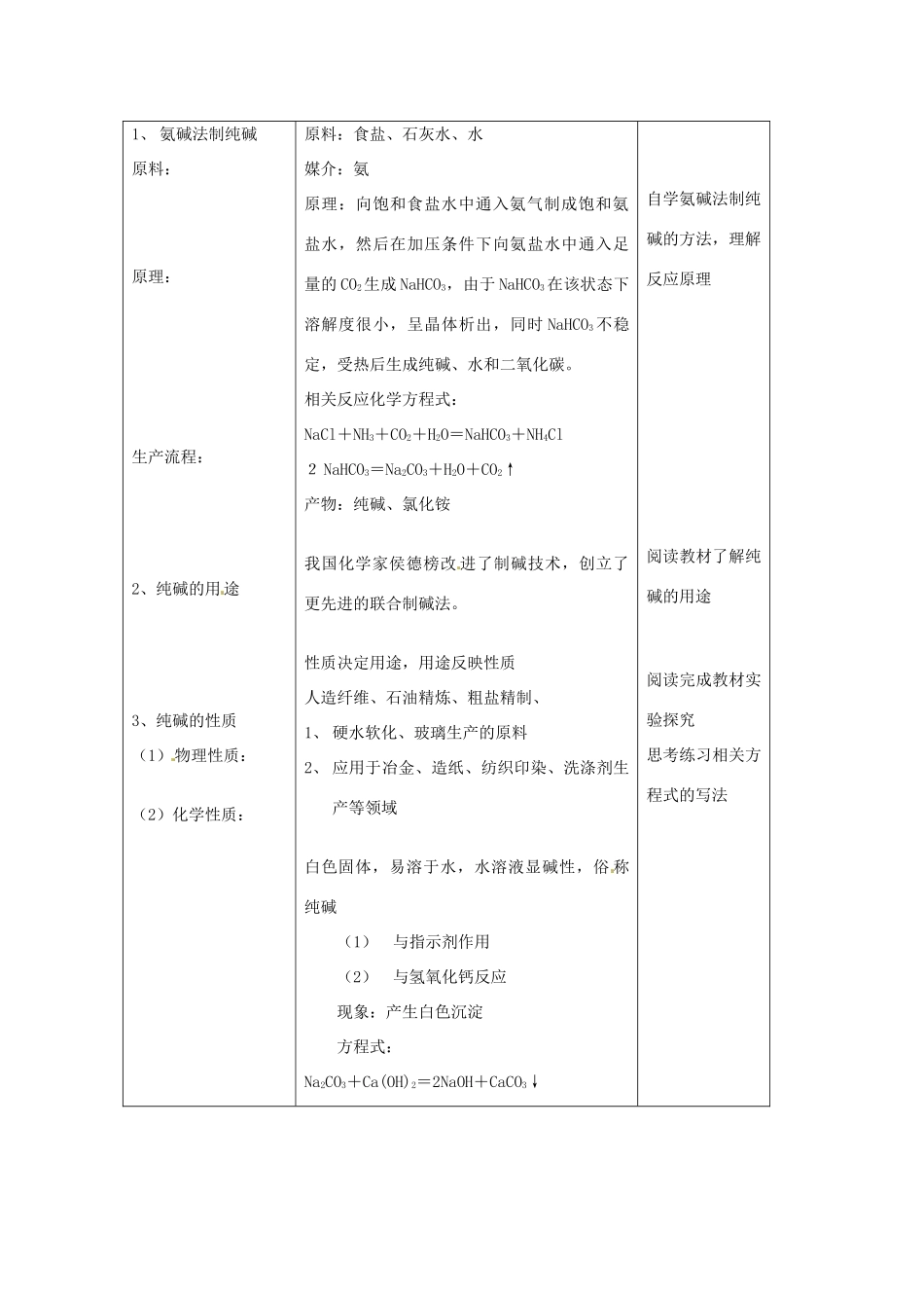 九年级化学 6.3《海水“制碱”》教案 鲁教版_第3页