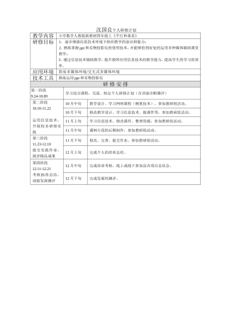 沈国良个人研修计划