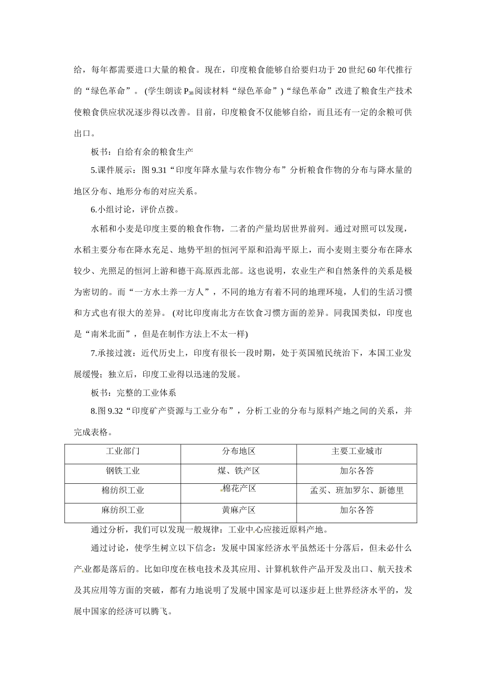 七年级地理下册第九单元_99印度（二）教案商务星球版_第2页
