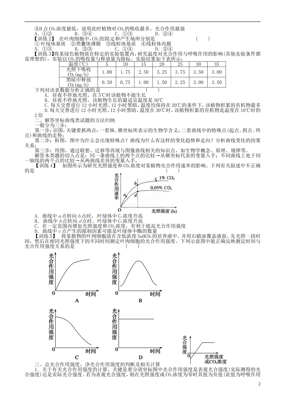 山东省平邑县曾子学校高中生物 第5章 细胞的能量供应和利用章末复习学案 新人教版必修1_第2页