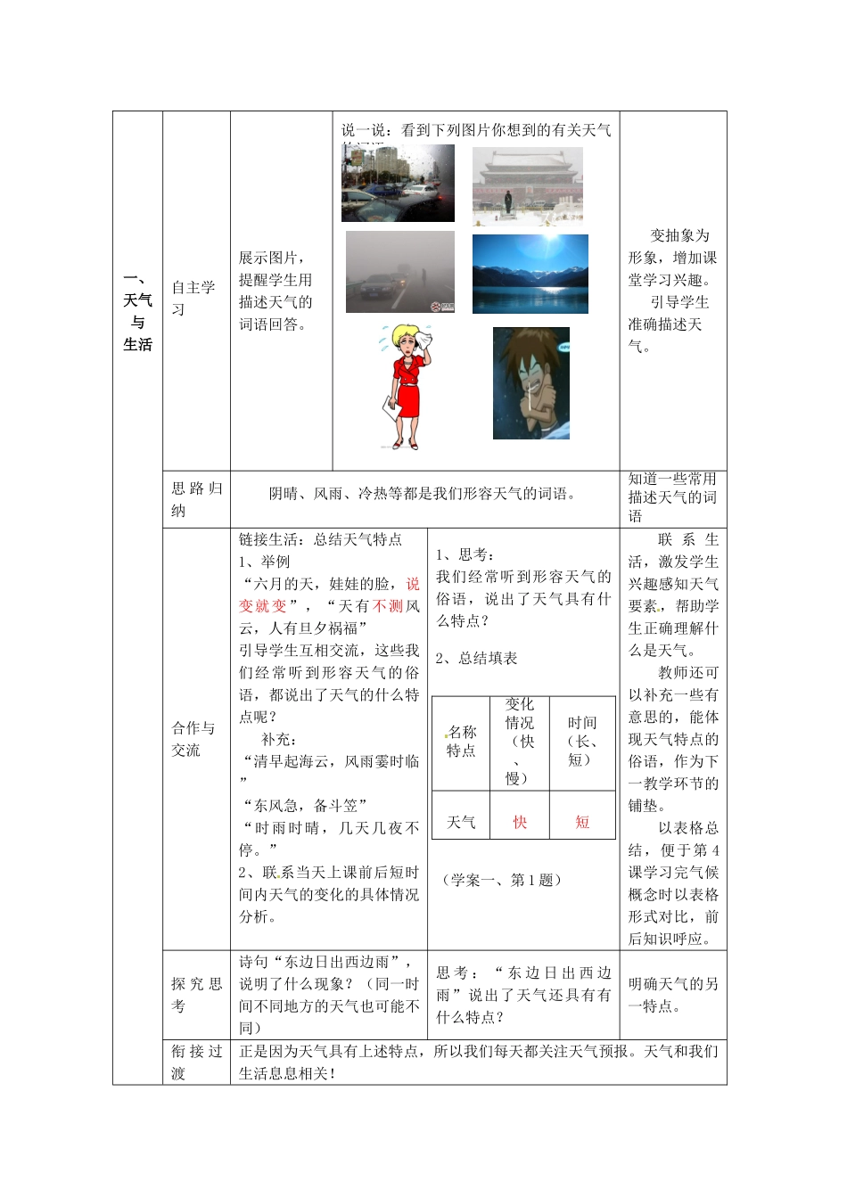 七年级地理上册 第4章 第1节 天气教案 （新版）商务星球版_第2页