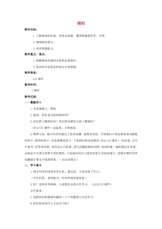 五年级语文上册 10.2 琥珀教学设计2 长春版-长春版小学五年级上册语文教案