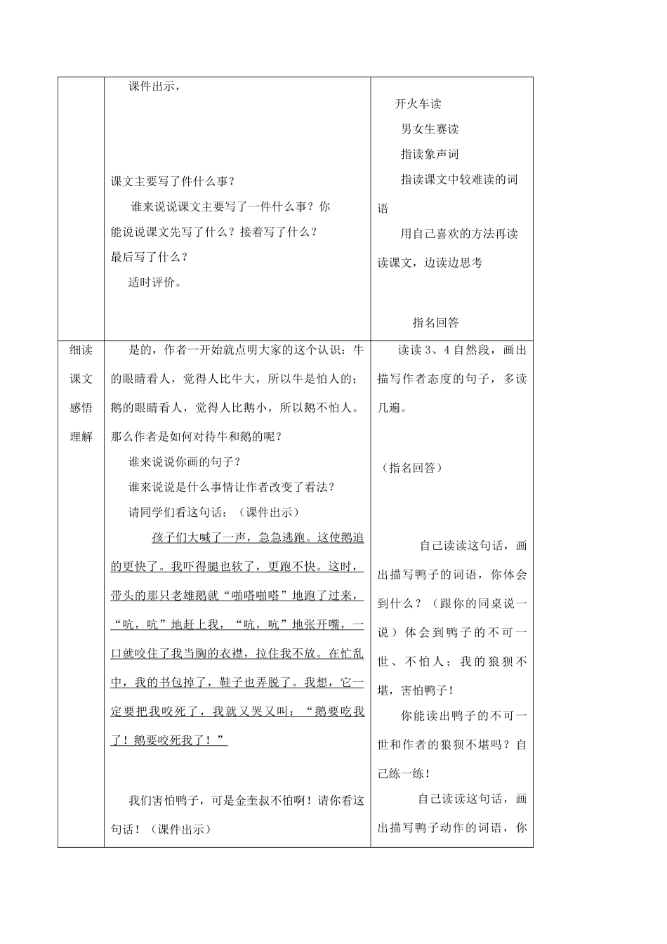 五年级语文下册 第八单元 角度 1 牛和鹅教案 北师大版-北师大版小学五年级下册语文教案_第2页