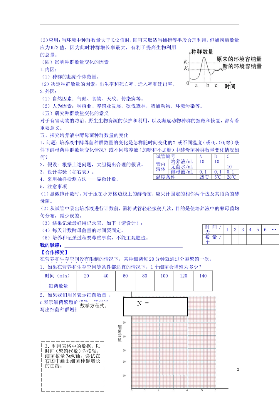 陕西省榆林市育才中学高中生物 第三章 第1节 生物群落的基本单位 种群 第2课时 种群数量的变化导学案 新人教版必修3_第2页