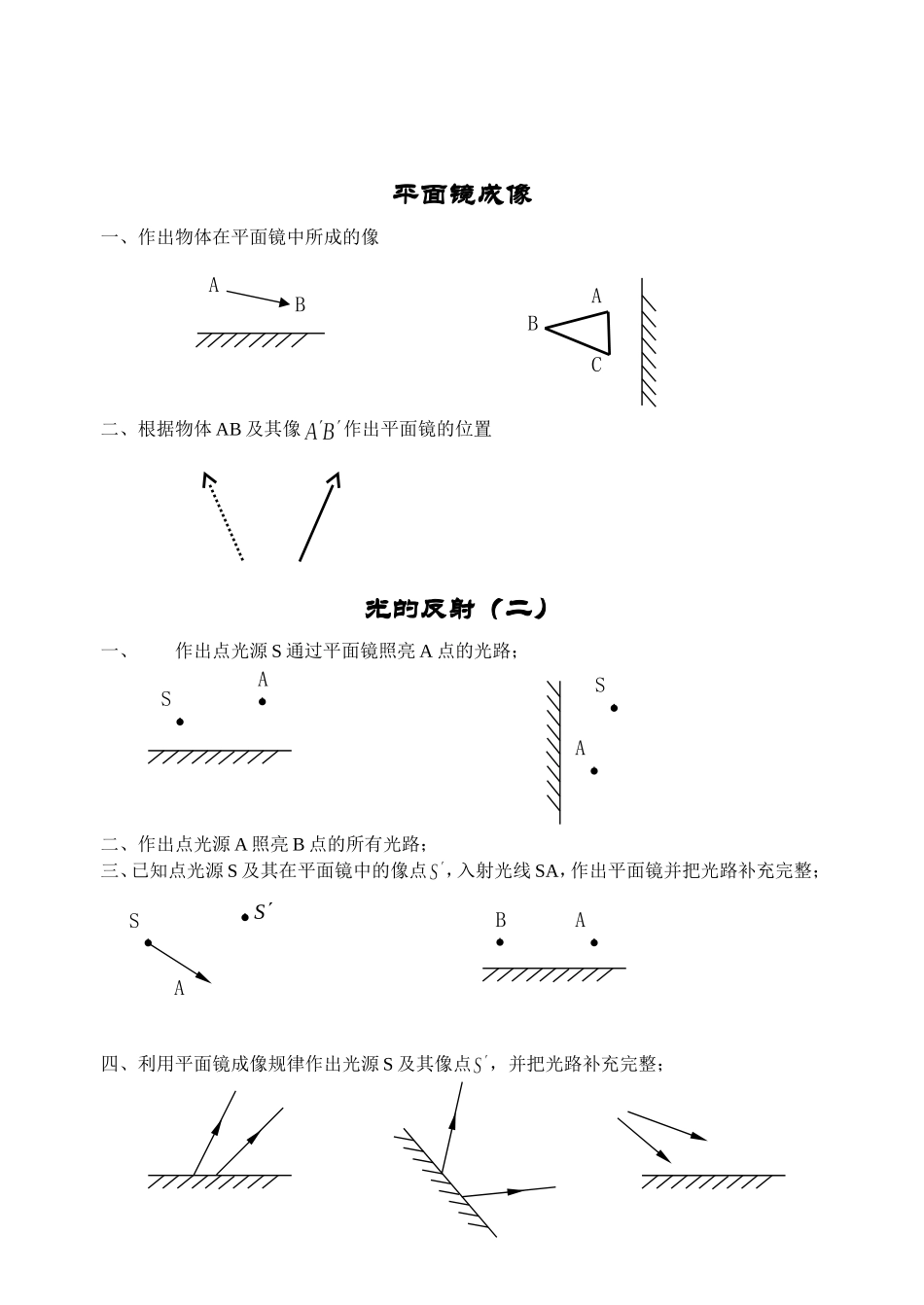 作图题专练(直线传播至平面镜成像)_第2页