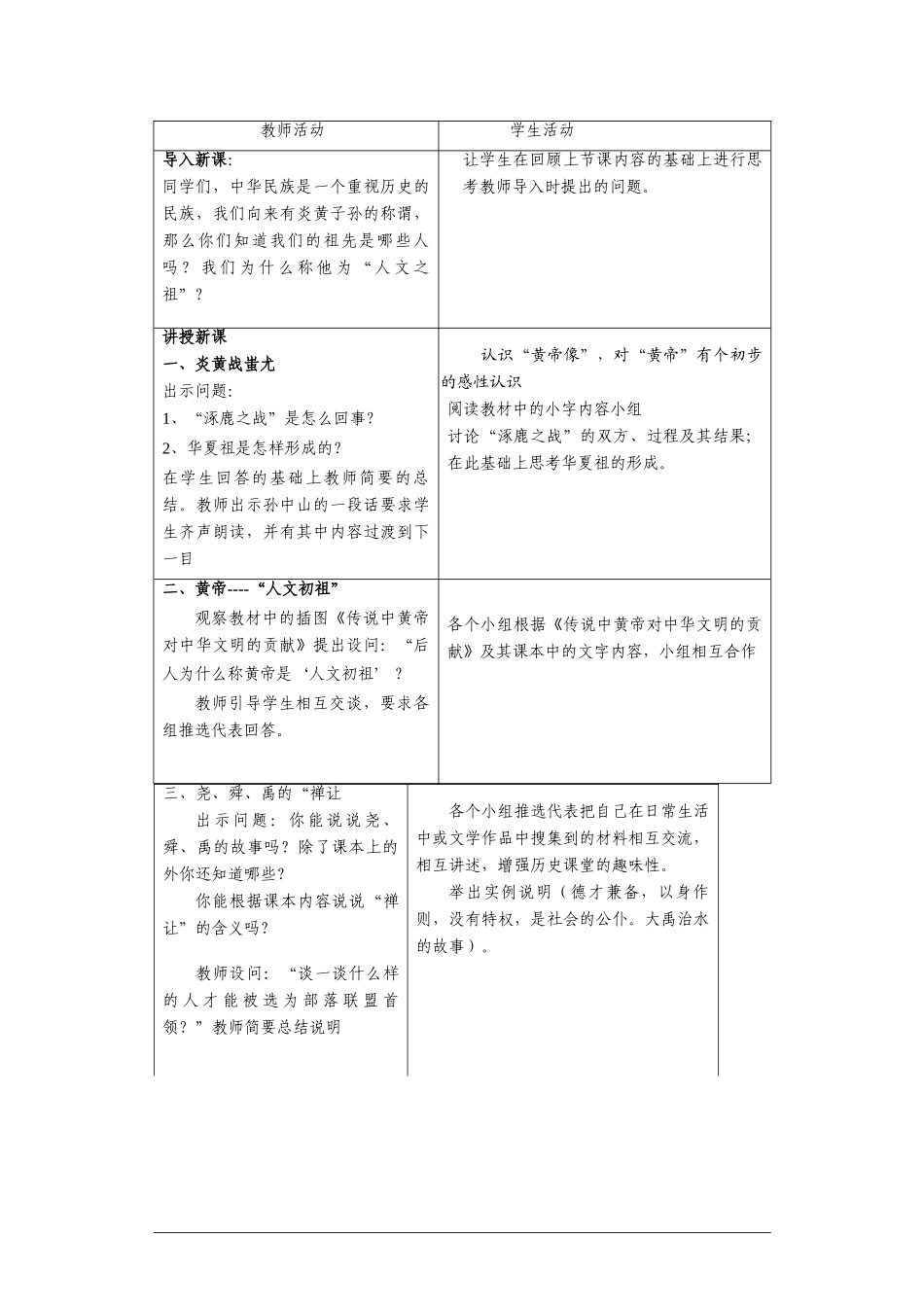 七年级历史 第3课 华夏之祖　教案 2人教版_第2页