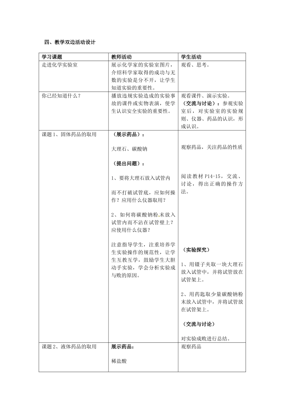 九年级化学上册 走进化学实验室教案 鲁教版_第2页