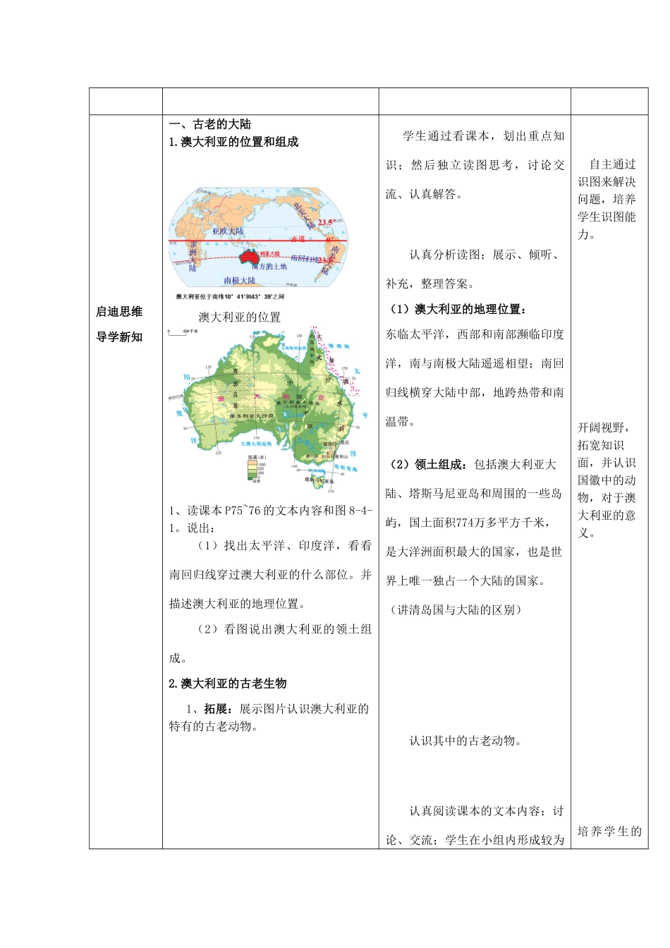 七年级地理下册 第八章 第四节 澳大利亚教案1 （新版）商务星球版-（新版）商务星球版初中七年级下册地理教案_第2页