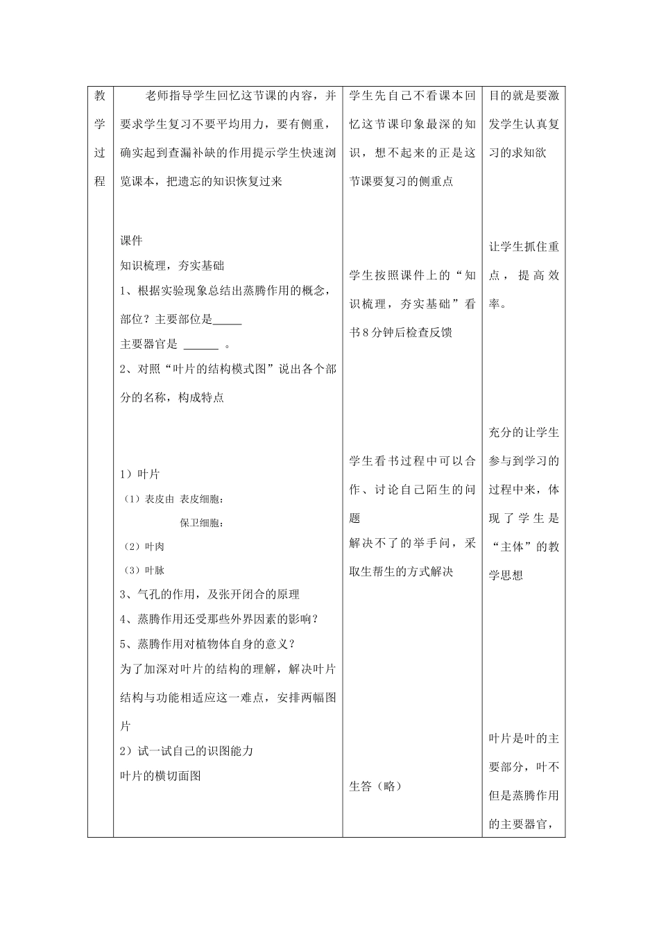 七年级生物上第二单元第一章 第二节《绿色植物的蒸腾作用》教案济南版_第2页