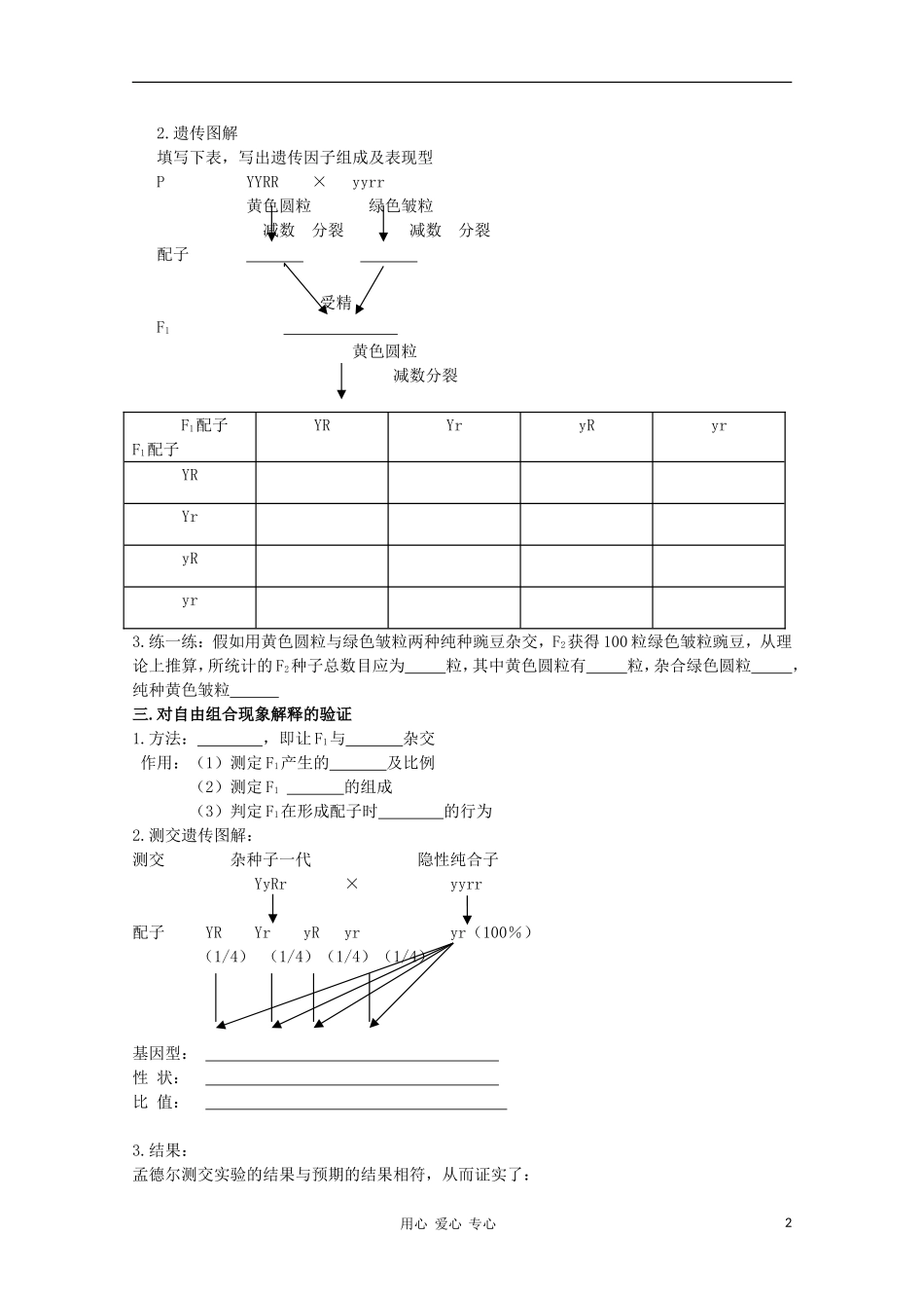 睢县回族高级中学高中生物《遗传与变异》3孟德尔的豌豆杂交实验（二）导学案 必修2_第2页