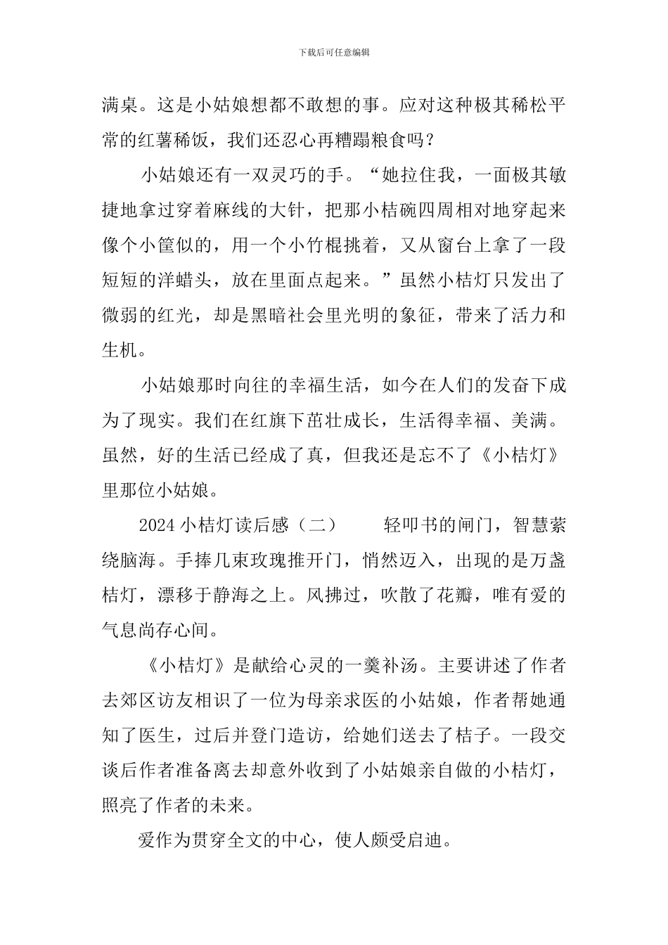 2024小桔灯读后感_第2页