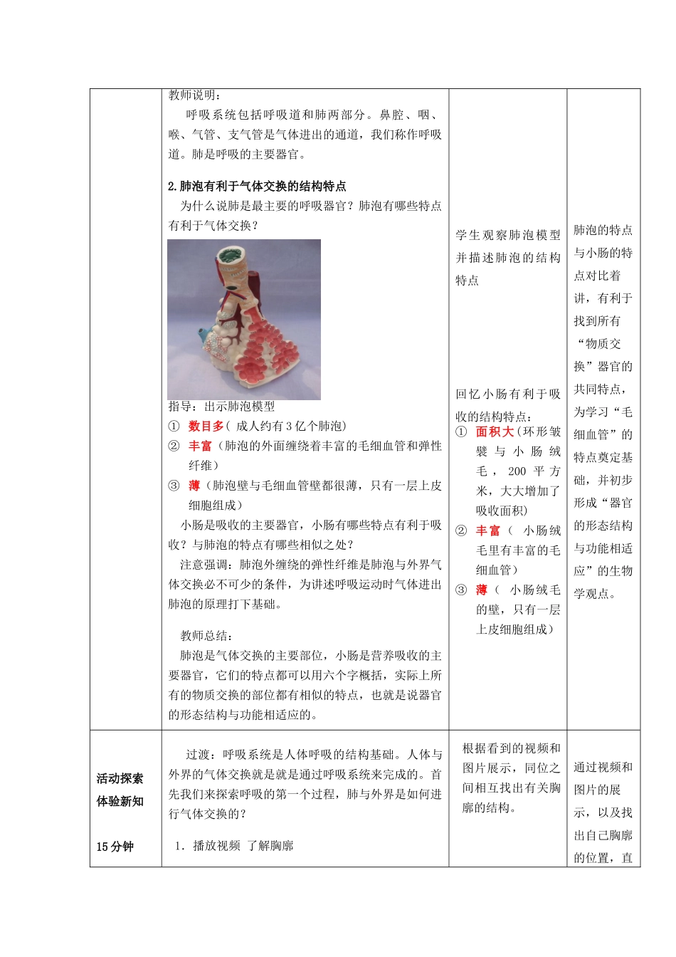山东滕州市滕洪绪中学2014-2015七年级生物下册 3.2.1 人体与外界的气体交换优秀教案（1）（新版）济南版_第3页