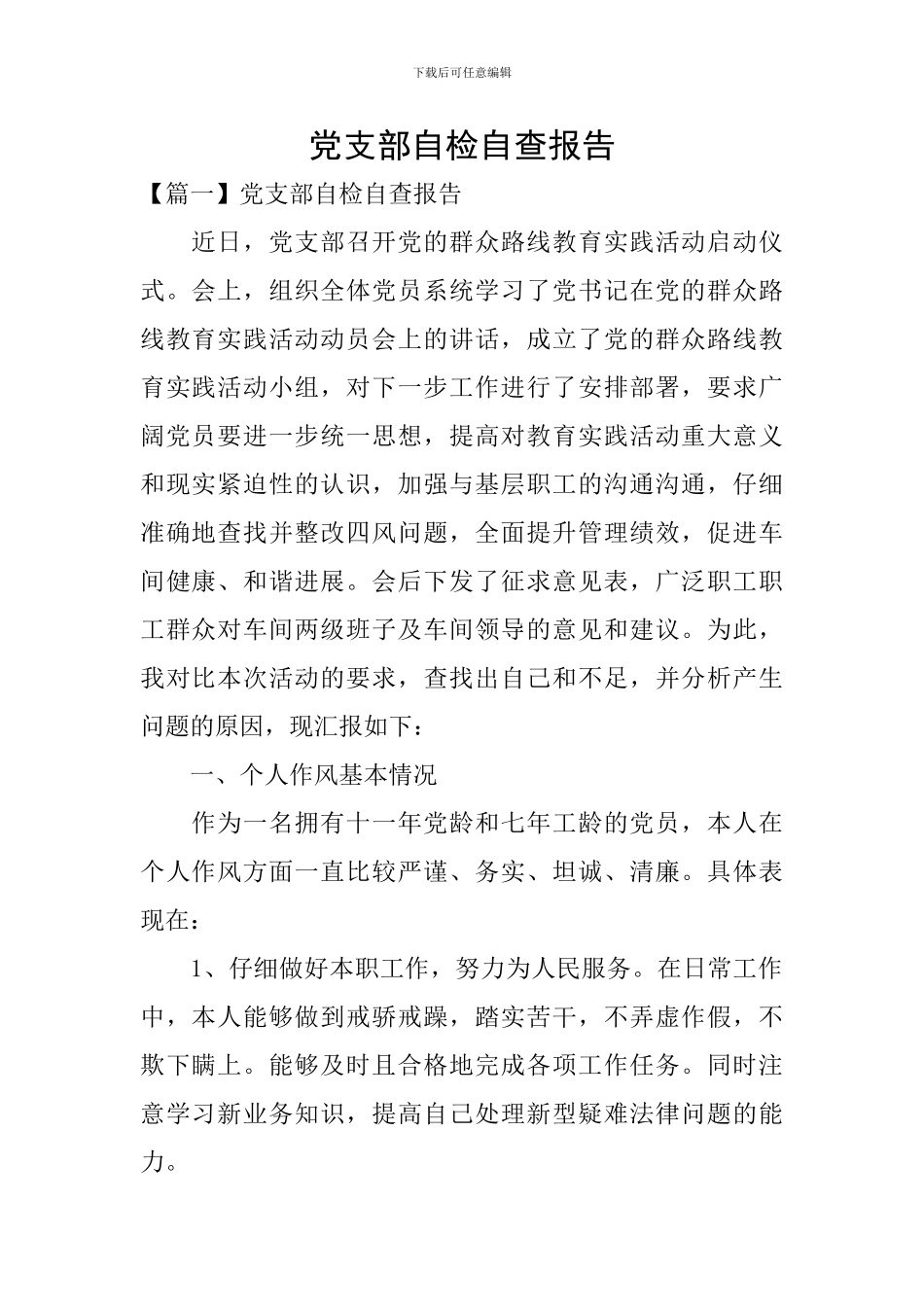 党支部自检自查报告_第1页