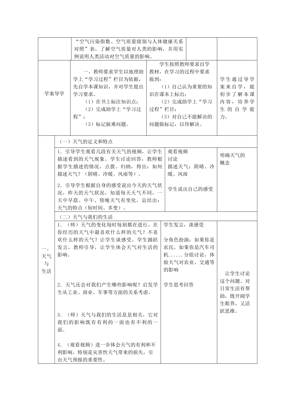 七年级地理上册 第4章 第1节《天气》教案 （新版）商务星球版_第2页