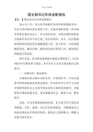 团支部书记年终述职报告