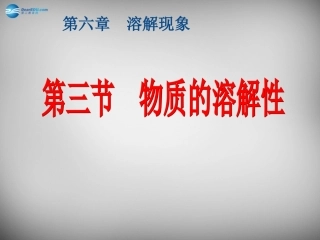 九年级化学全册 6.3 物质的溶解性课件2 （新版）沪教版