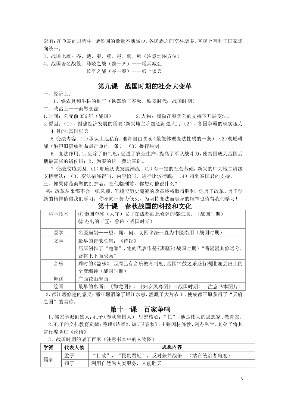 岳麓版七年级历史上册期中复习提纲_第3页