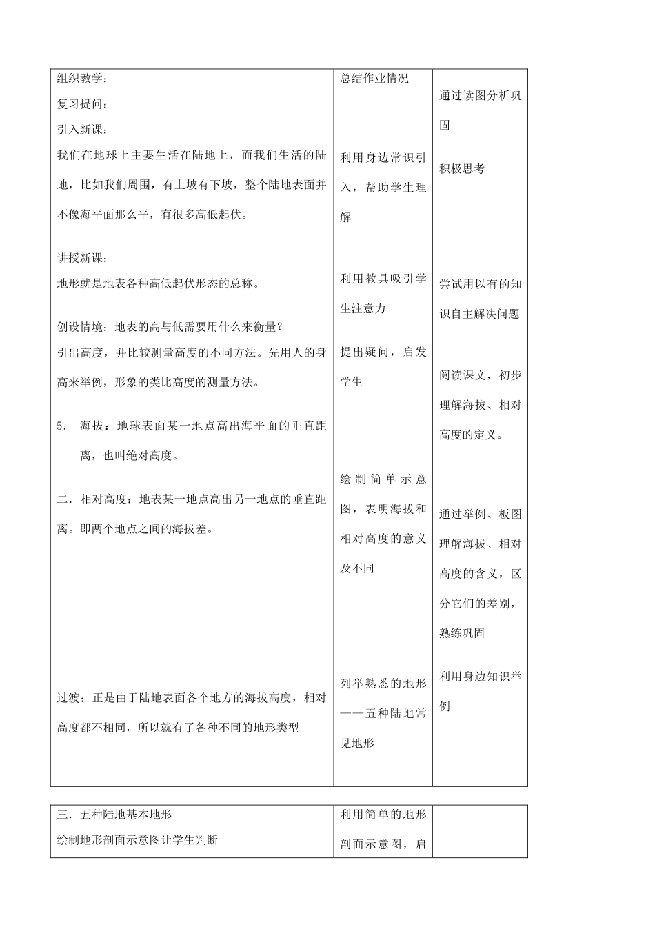七年级地理上册 世界的地形教案 湘教版_第2页
