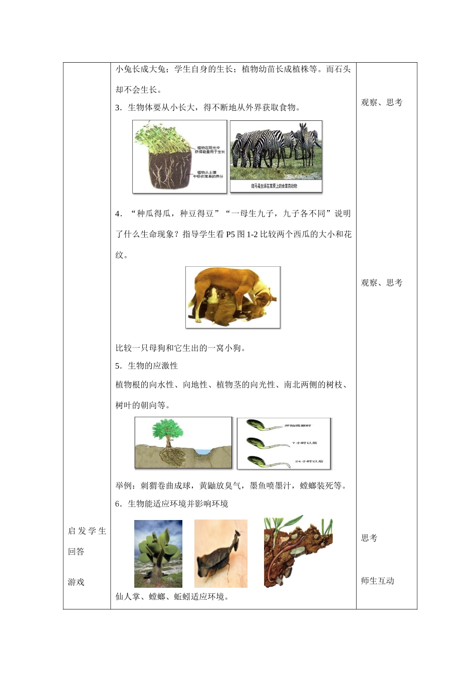 七年级生物上：第1章第一节 我们周围的生物 教案[整理]（苏教版）_第3页