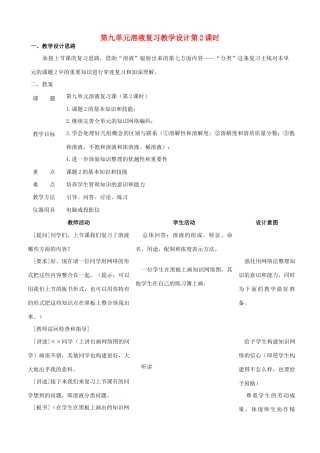 九年级化学 第九单元溶液复习教案（课时2） 人教新课标版
