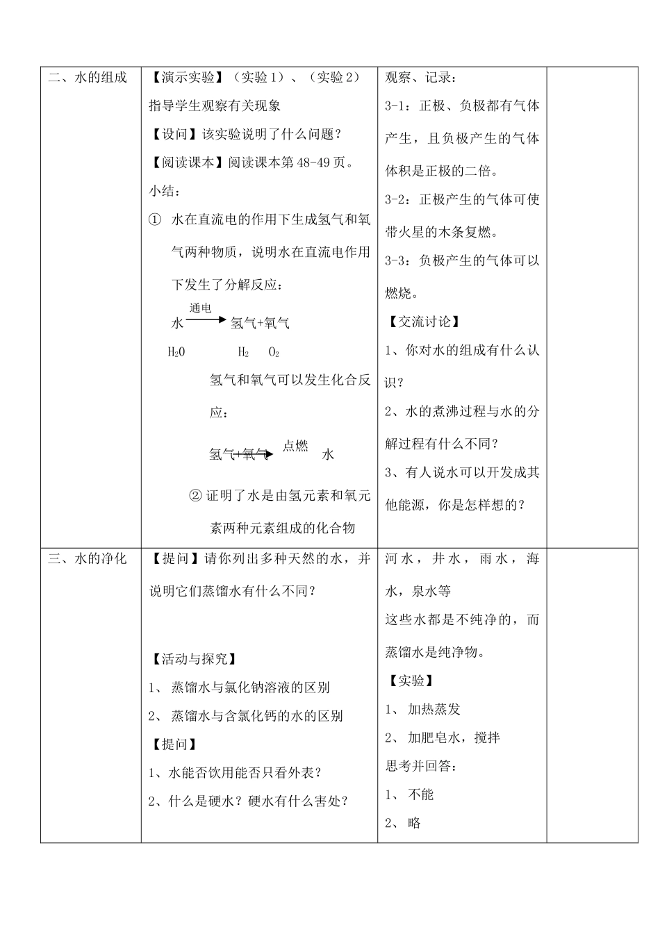 九年级化学 自然界中的水教案 沪教版_第3页