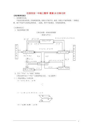 江西乐安一中高三数学 教案18立体几何
