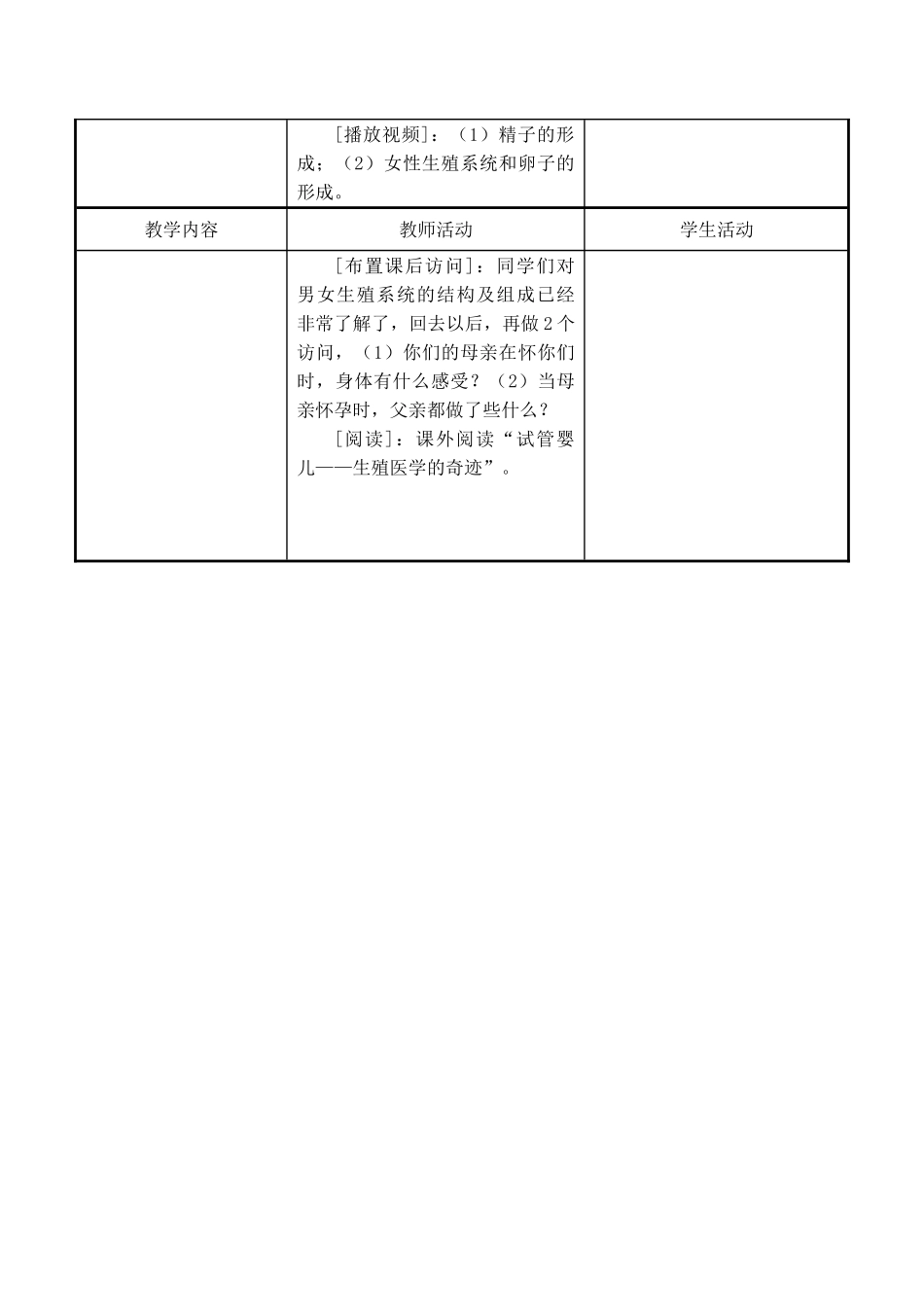 七年级生物上 第8章 人的生殖和发育 第一节  精卵结合孕育新的生命（第1课时）教案苏教版_第3页