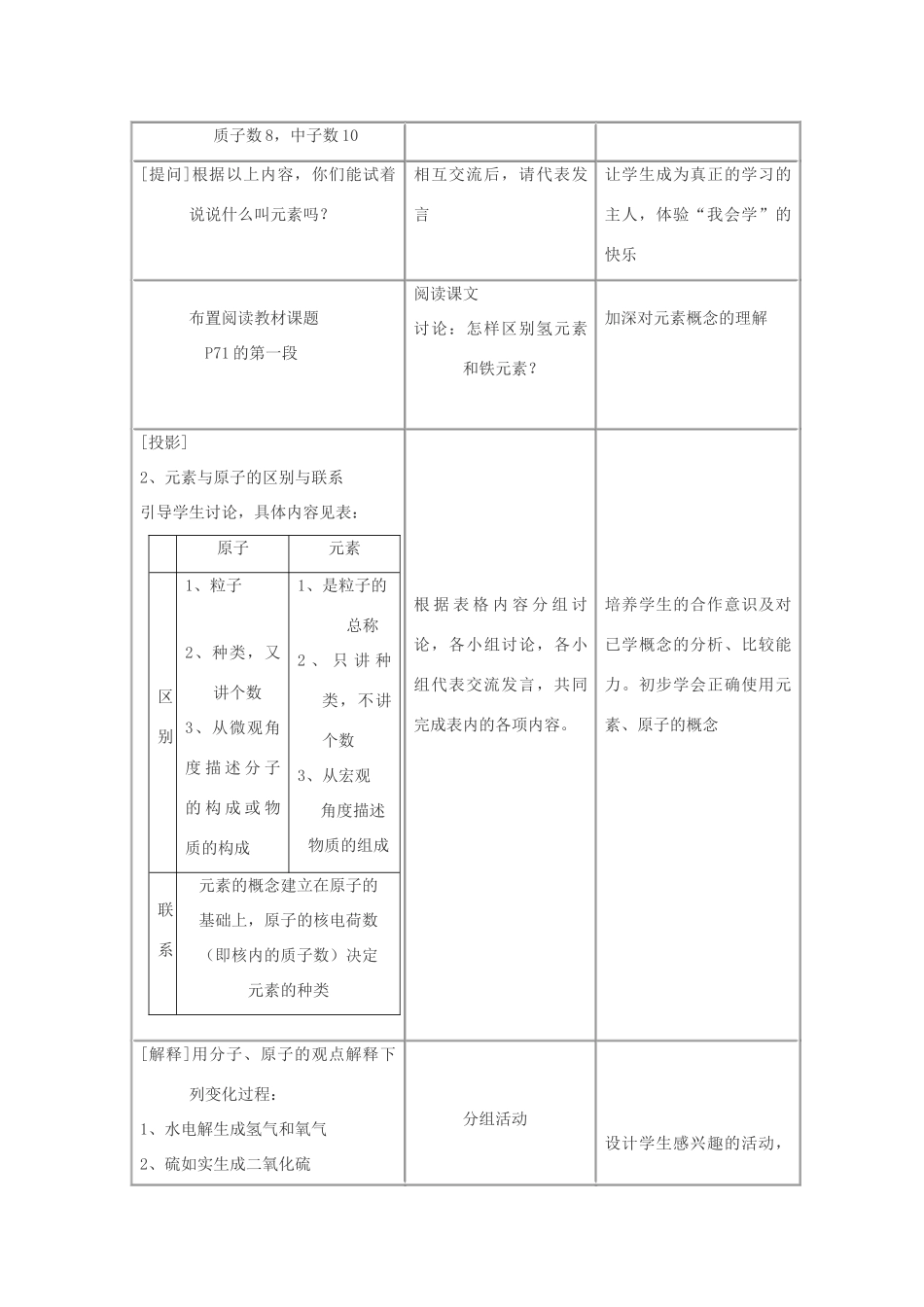 九年级化学 第四单元课题2 元素教案（第一课时） 人教版_第3页
