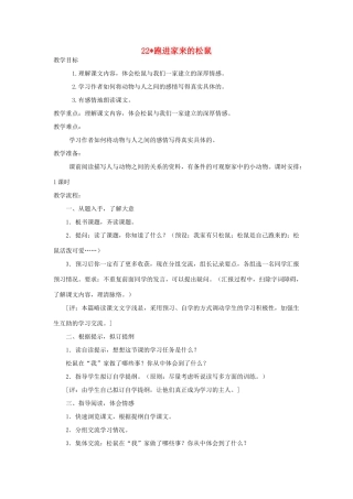 六年级语文上册 跑进家来的松鼠教案 人教新课标版