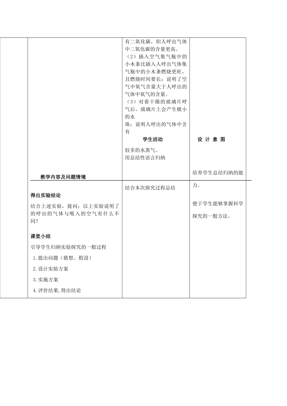 九年级化学上册 第一单元 课题2对人体吸入的空气和呼出的气体的探究教案（2）人教新课标版_第3页