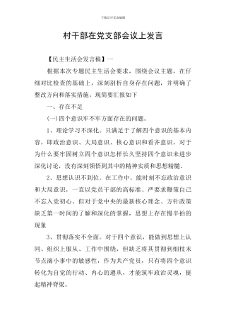 村干部在党支部会议上发言
